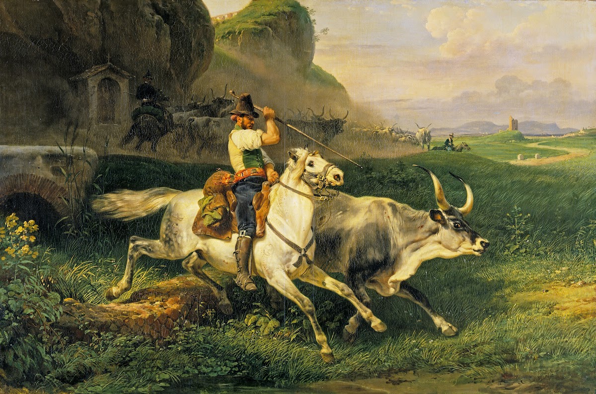 A Roman Herdsman driving Cattle 1829