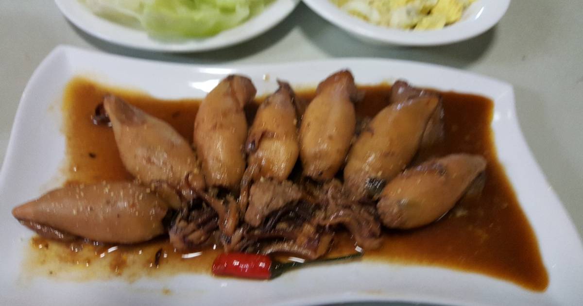 Mực dồn thịt kho