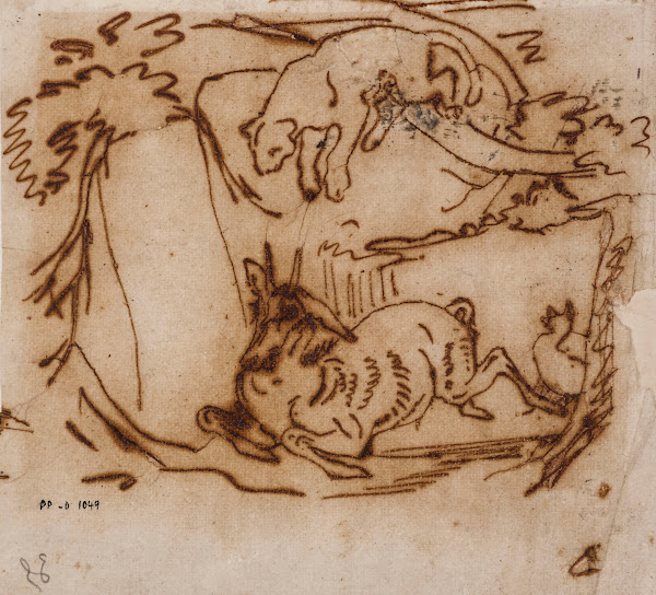 Jaguar guettant une antilope 19th century