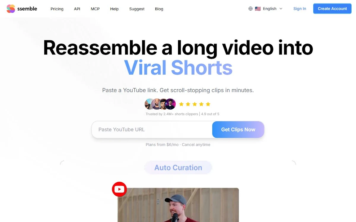 Captura de Ssemble YouTube Shorts Maker