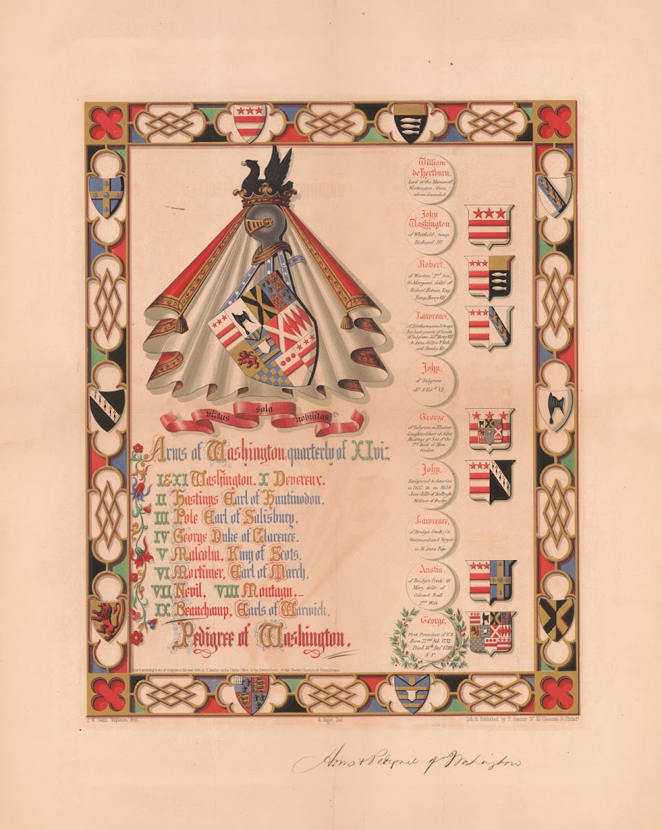 Arms of Washington and pedigree of Washington 1858