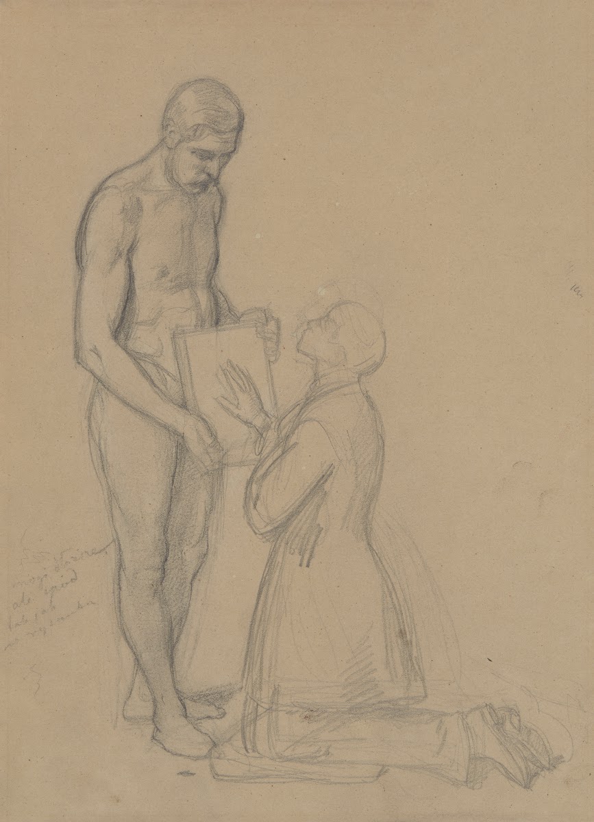 Sketch of the figure of Queen Jadwiga and Jaśko of Tęczyn for the painting Queen