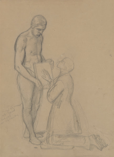 Sketch of the figure of Queen Jadwiga and Jaśko of Tęczyn for the painting Queen