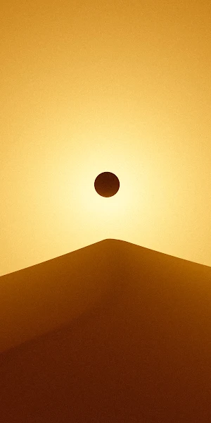 Desert, Sunset, Solar Eclipse, Minimalist 4K Wallpaper Background