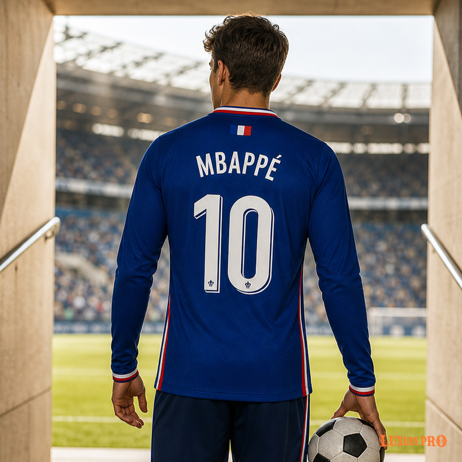 AOP MEG Long Sleeve Raglan Sleeve Folded Collar Soccer Jersey + Cuff