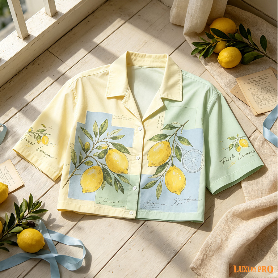 AOP MEG Cropped Brazil Collar Shirt - 4-Way Stretch