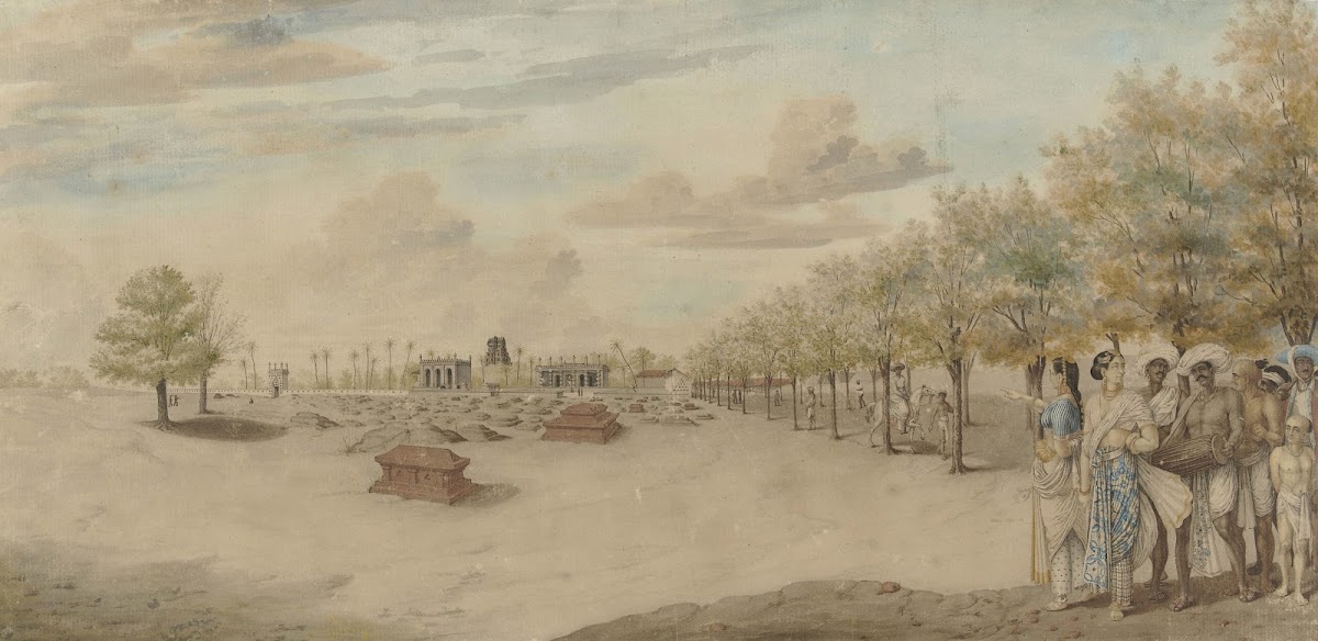 Begraafplaats met begrafenisstoet in India 1773   1775