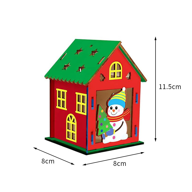 DIY Wooden House Kit, 8x8x11.5 cm, including painting set