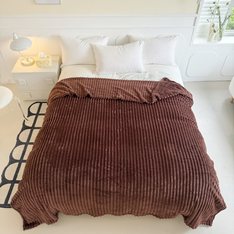 Fluffy flannel throw blanket, solid color, various sizes