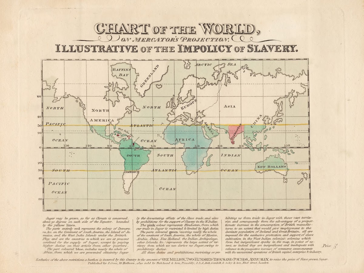 Chart Of The World On Mercators Projection Illustrative Of The Impolicy Of Slave
