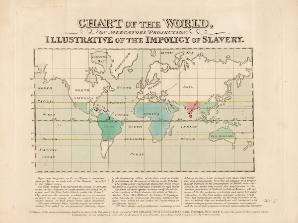 Chart Of The World On Mercators Projection Illustrative Of The Impolicy Of Slave