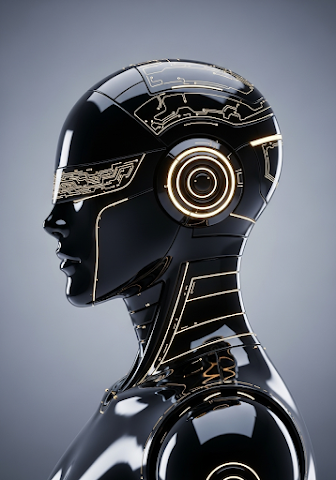 Sleek Black Robot Profile