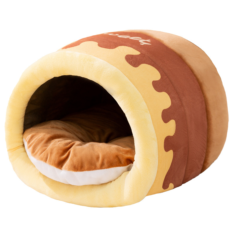 Semi-open cat bed with warmth function