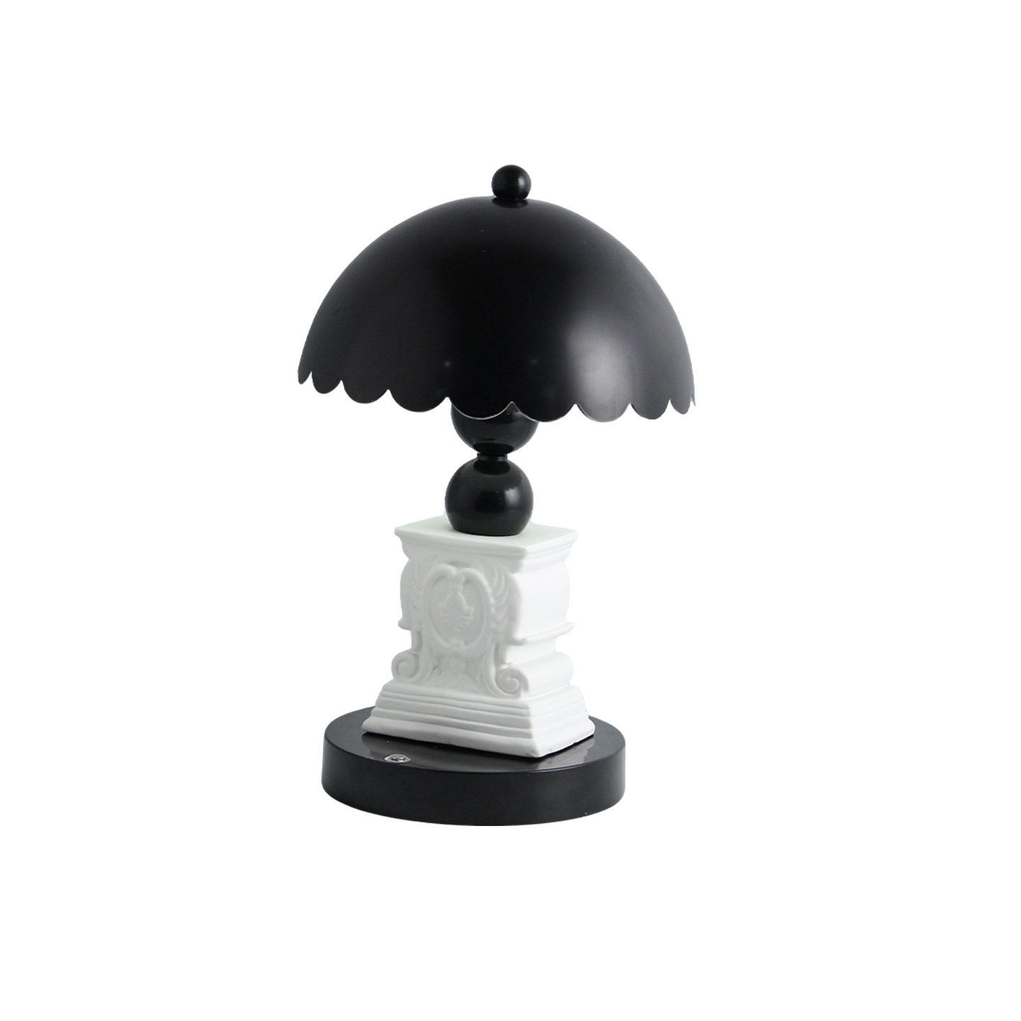 Table lamp with column shape and relief pattern