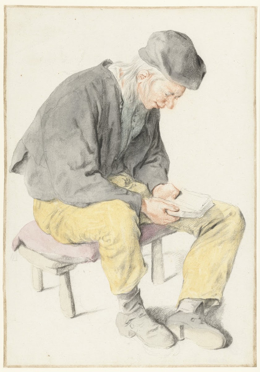 Seated Man Reading Facing Right 1690   1700