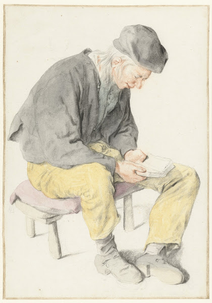 Seated Man Reading Facing Right 1690   1700