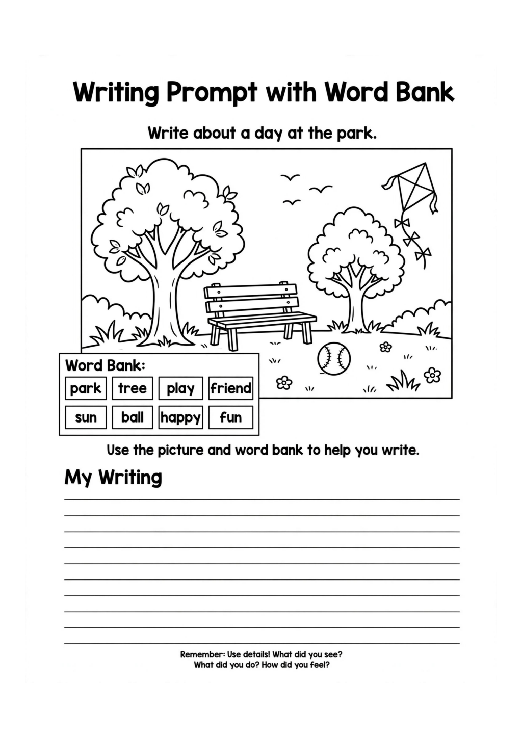 Writing Prompt With Word Bank Worksheet