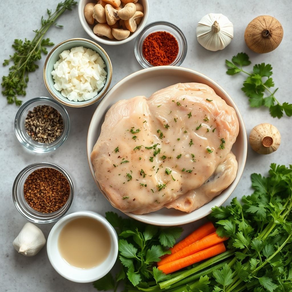 Ingredients for Creamy Mushroom Chicken - Easy Homemade Comfort Dinner in 40 Minutes