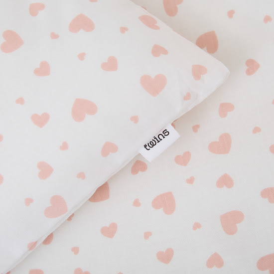 Детское сменное постельное белье 3 эл Twins Romantic Сердечки розовый