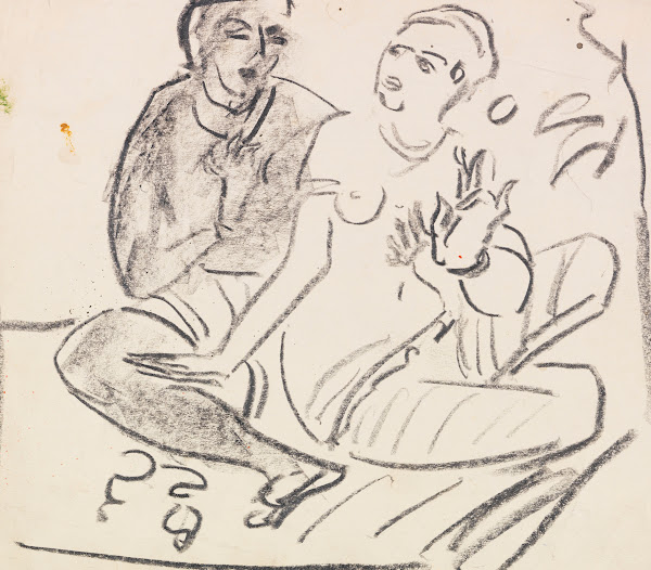 Hockendes Paar wohl nach Ajanta 1910