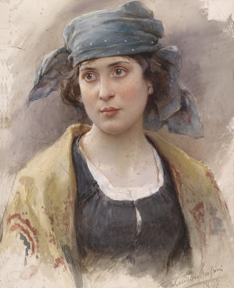 Mädchen mit grünem Kopftuch 1897