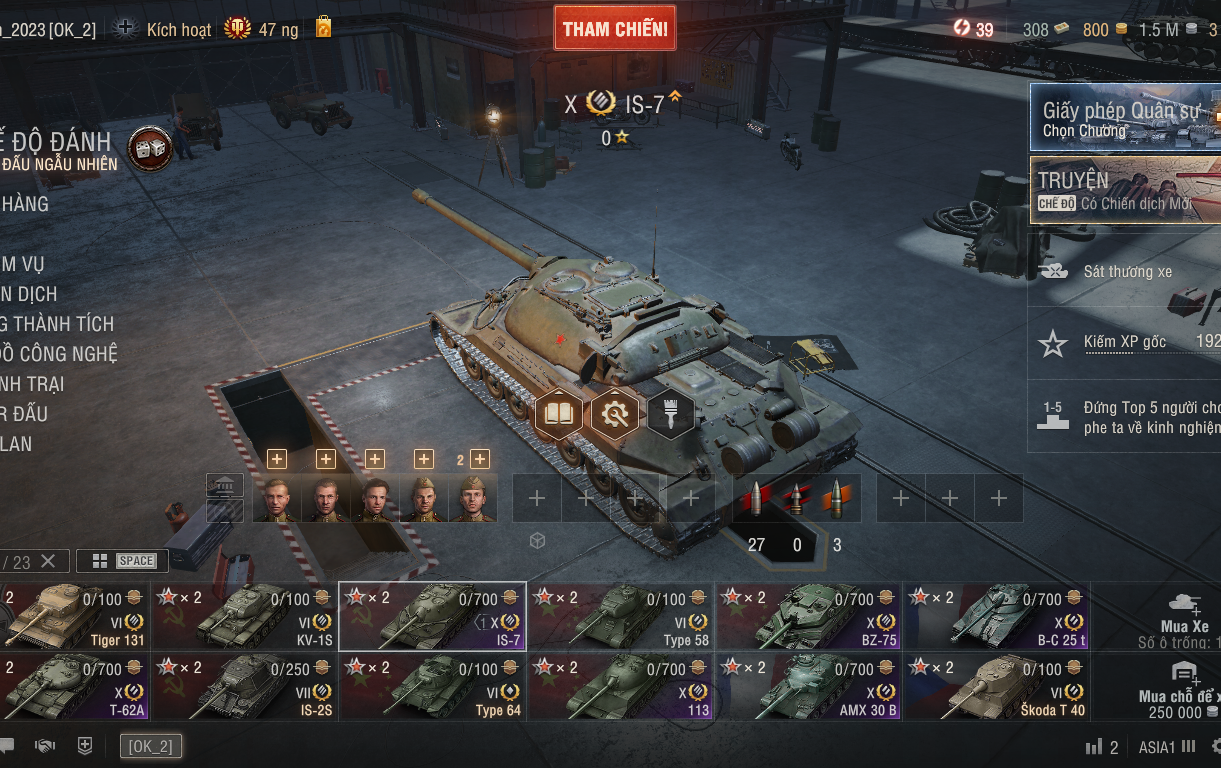 Acc World of Tanks có sẵn 6 Xe Cấp 10 T62A, IS-7, BZ 75, 113...