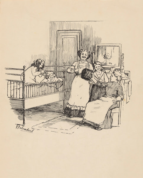 Zuster en lachende kinderen op een zaal 1892   1947