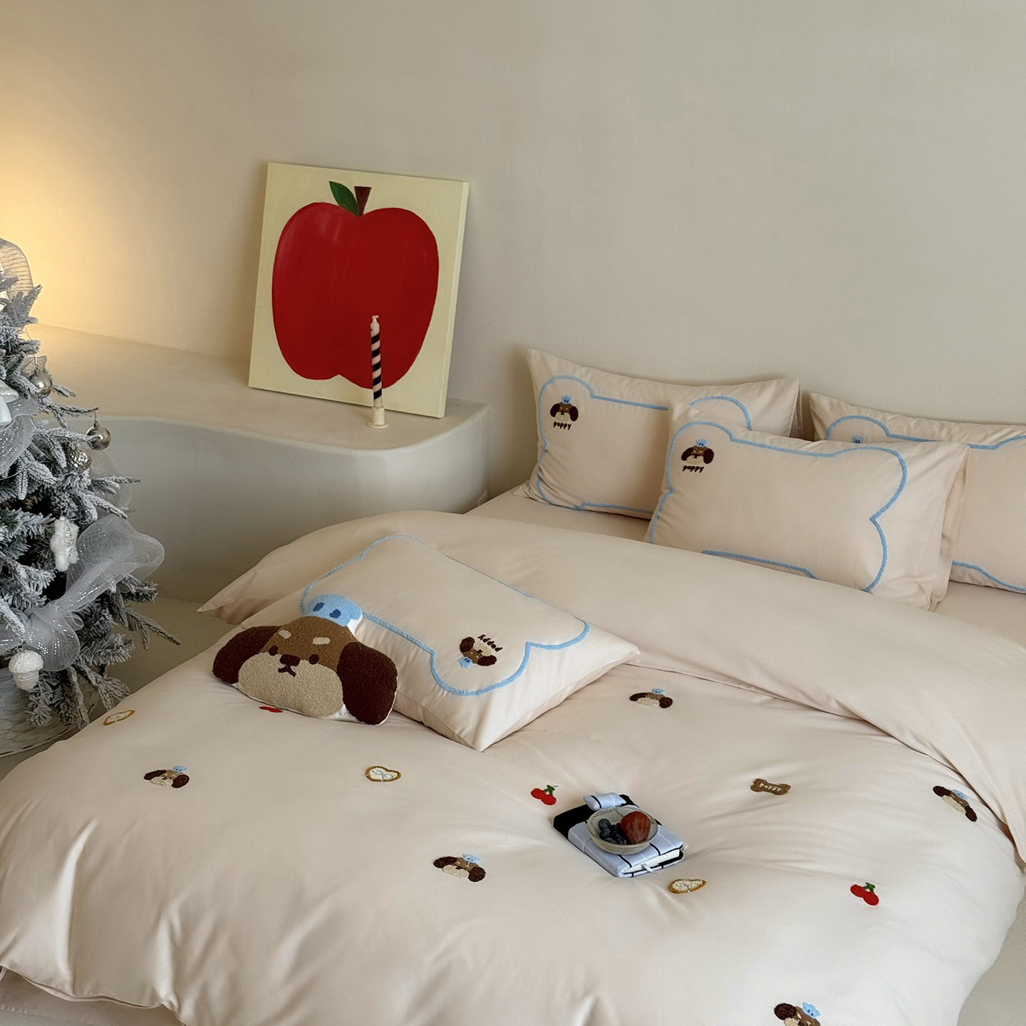 Cotton bedding set with cartoon motif, 4-piece