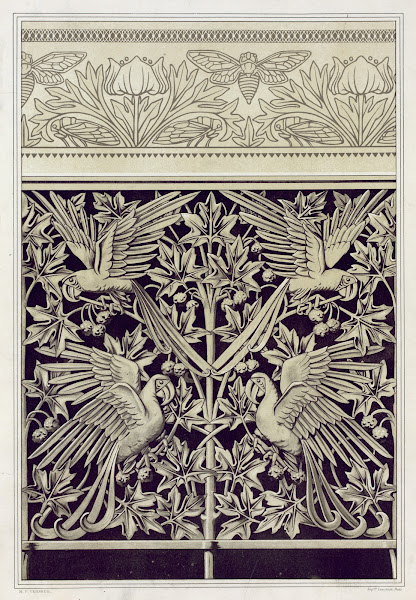 Cigales et anémones bordure de napperon Aras et platane fonte 1897