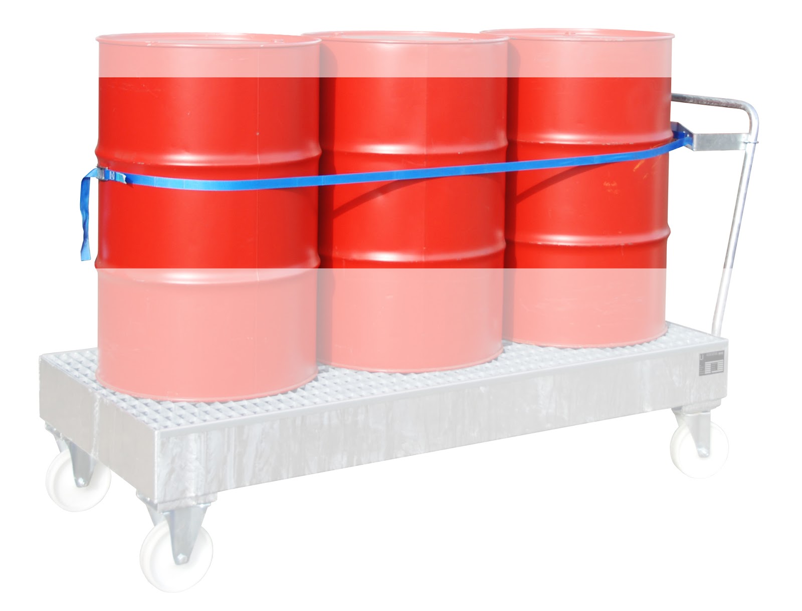 Vathouder met spangordel voor 3 x 200 liter vaten