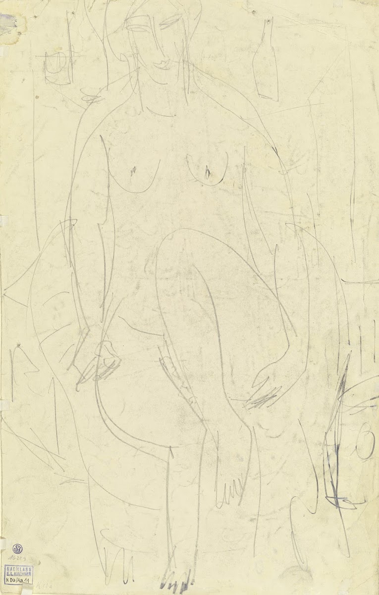 Sitting female nude ca 1911