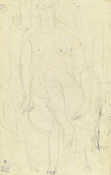 Sitting female nude ca 1911