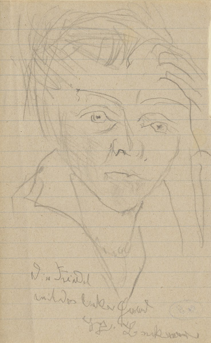 Fridel Battenberg mit der linken Hand gezeichnet ca 1917