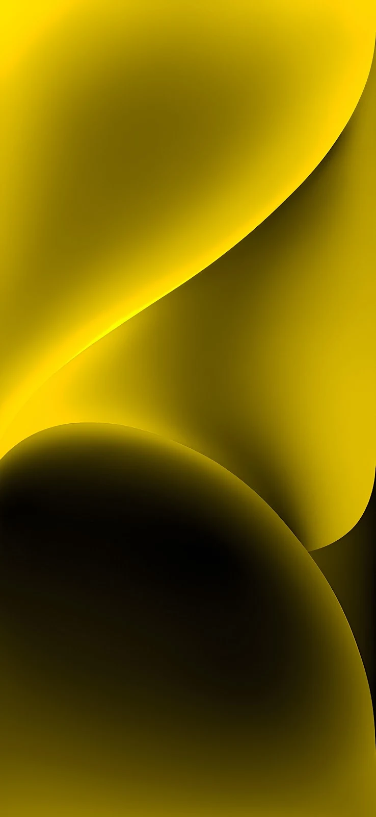 Abstract Yellow Fluid Wave Wallpaper - Minimalist Digital Art 5K iPhone Wallpaper (3912x8476)