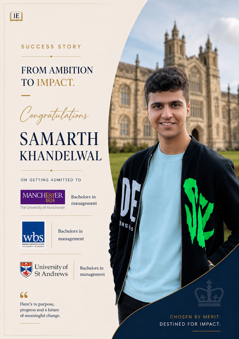 Samarth Khandelwal — Intelligent Education admit success story