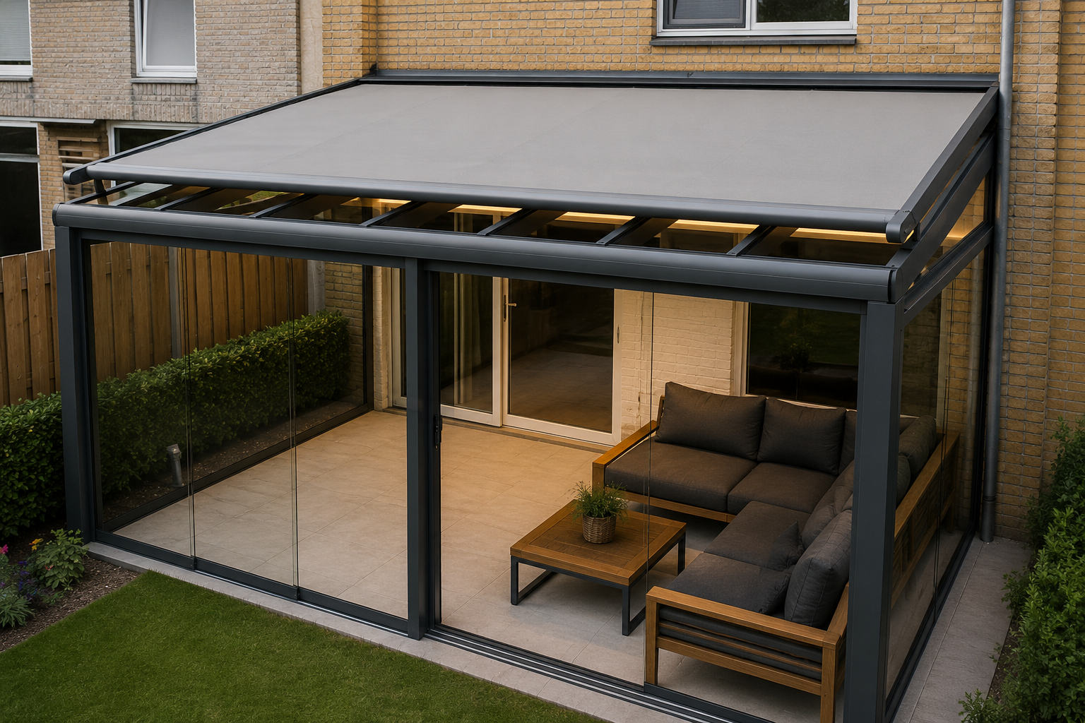 Veranda met motorische screen avond