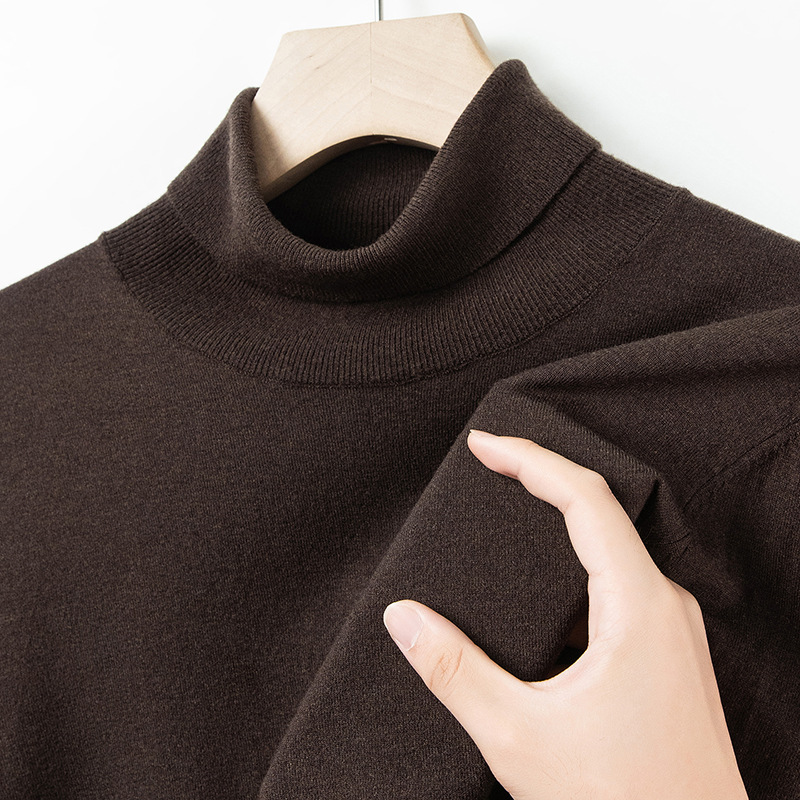 Men's wool sweater, fine knit, stand-up collar