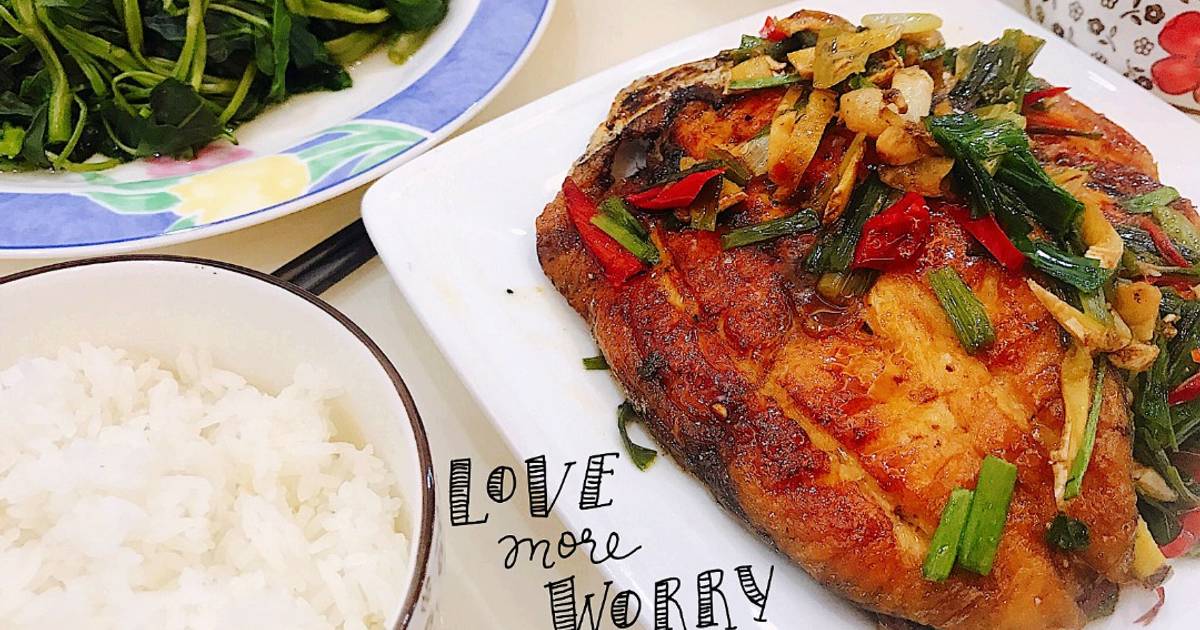 Cá Thu Một Nắng Rán Sốt Mắm Gừng Đường 🐟🍚