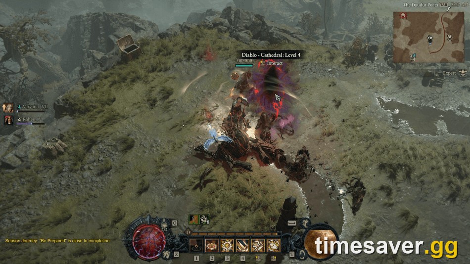 A player battles an iconic enemy in a Waking Nightmare encounter during Diablo 4 Season 15 Season of Hell's Legacy