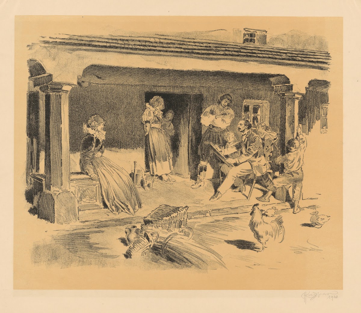 Mánes maľuje na moravskom vidieku 1920