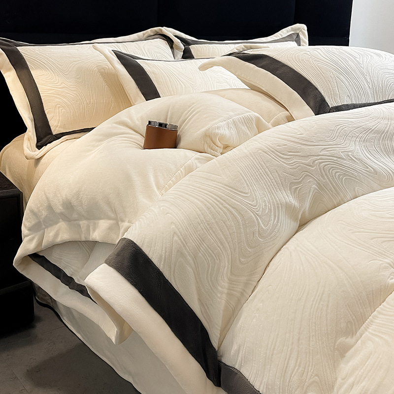 Milk fiber bedding set, 7D embossing, winter