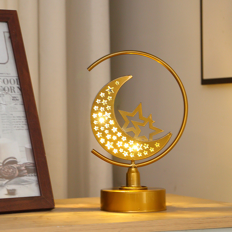 LED-Dekorationsleuchte aus Eisen, Mond- und Sternendesign