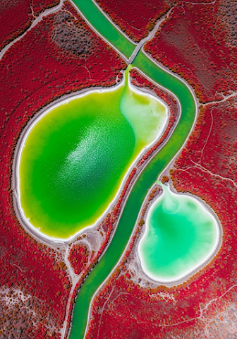 Abstract Aerial Salt Lake Red Shores