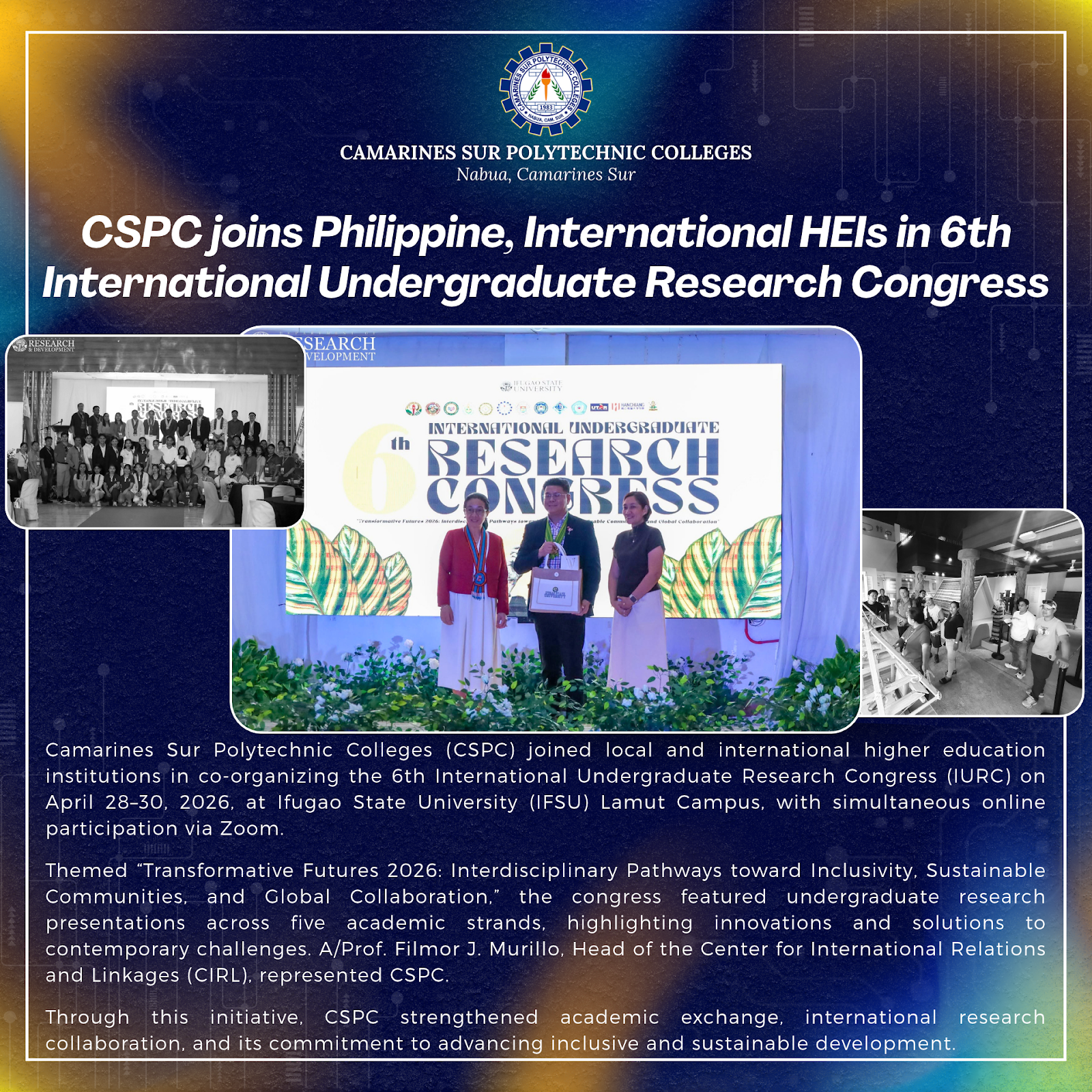 CSPC joins Philippine, International HEIs in 6th International Undergraduate  Research Congress