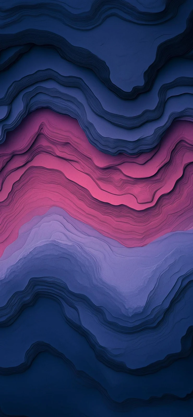 Abstract Layered Wave Pattern - Digital Art Full HD iPhone Wallpaper (1284x2778)