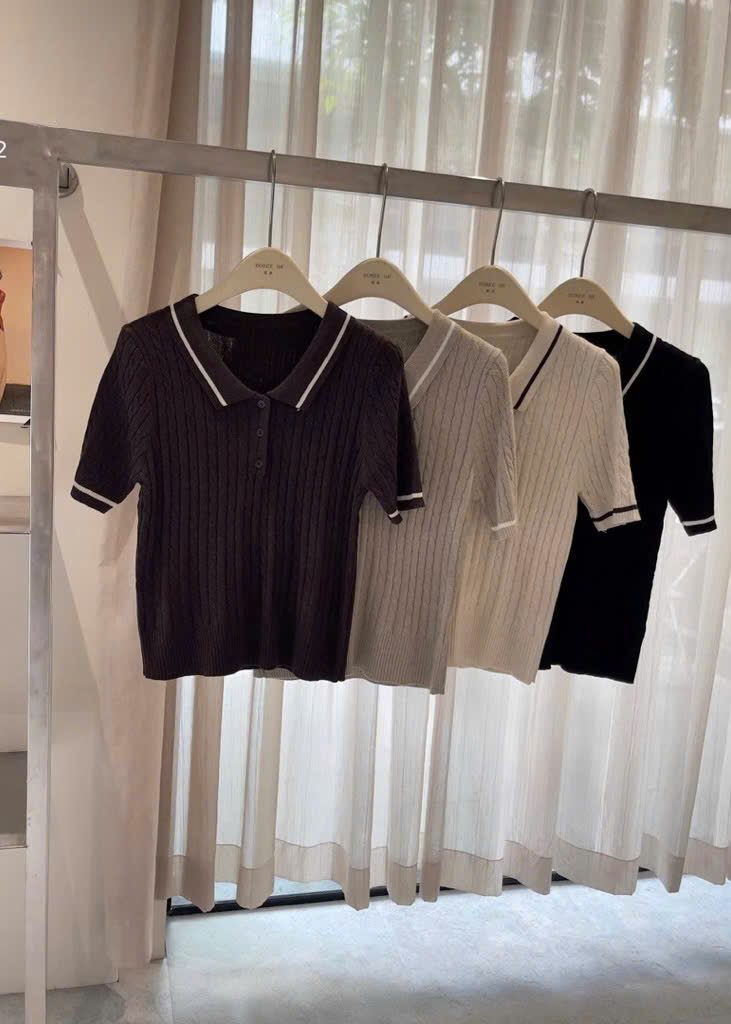 Áo len cổ bẻ trơn viền cổ XONXEN SHOP 5116 – Image 5