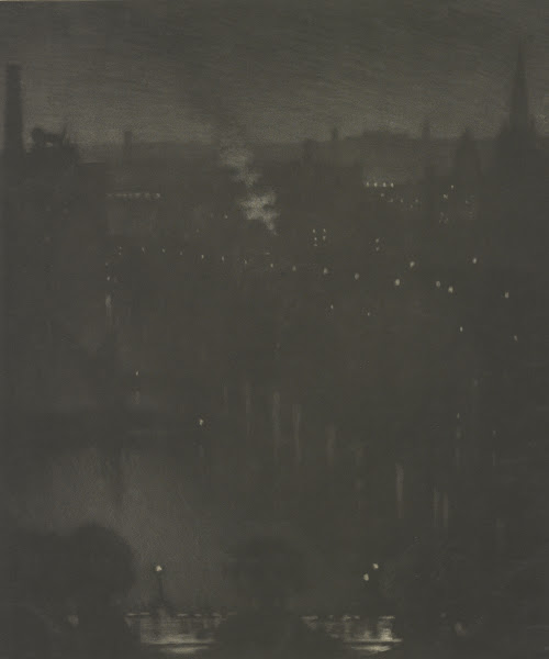 Charing Cross Bridge at night 1909
