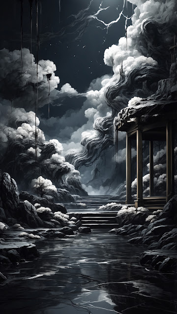 Mysterious Stairway Through Stormy Clouds - Free mobile Wallpaper