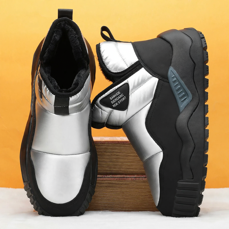 Insulated men's winter boots, slip-resistant, slip-on