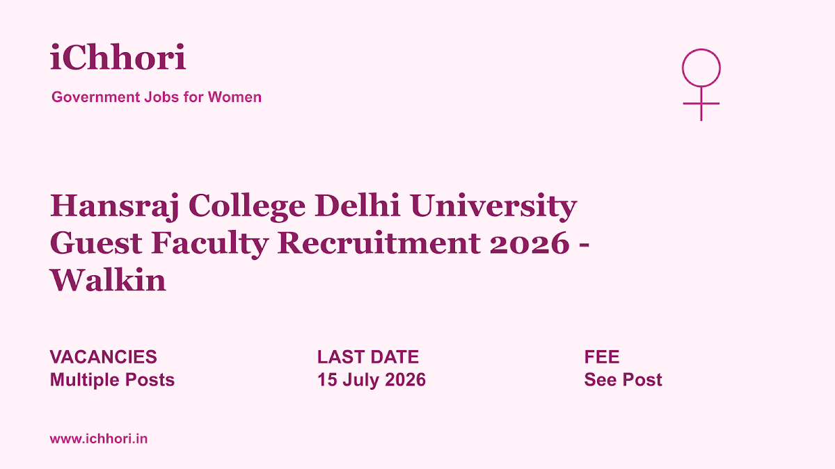 Hansraj College Delhi University Guest Faculty Recruitment 2026 - Walkin - iChhori